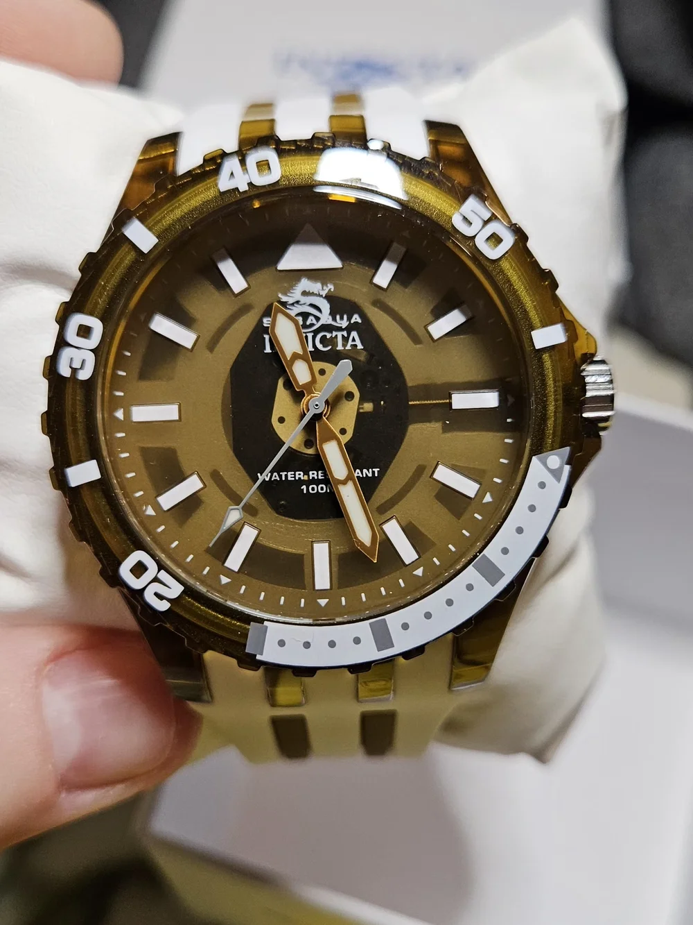Invicta Subaqua Brown and White Transparent Dive-Style Watch